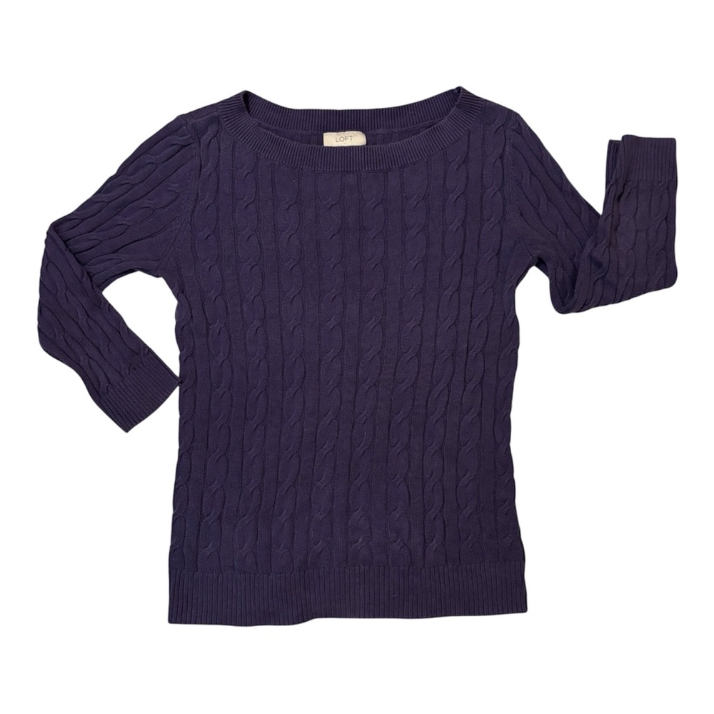 LOFT Women's Deep Purple Cable Knit Sweater